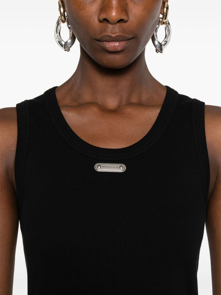 Alexander McQueen Canotta nera con placca logo