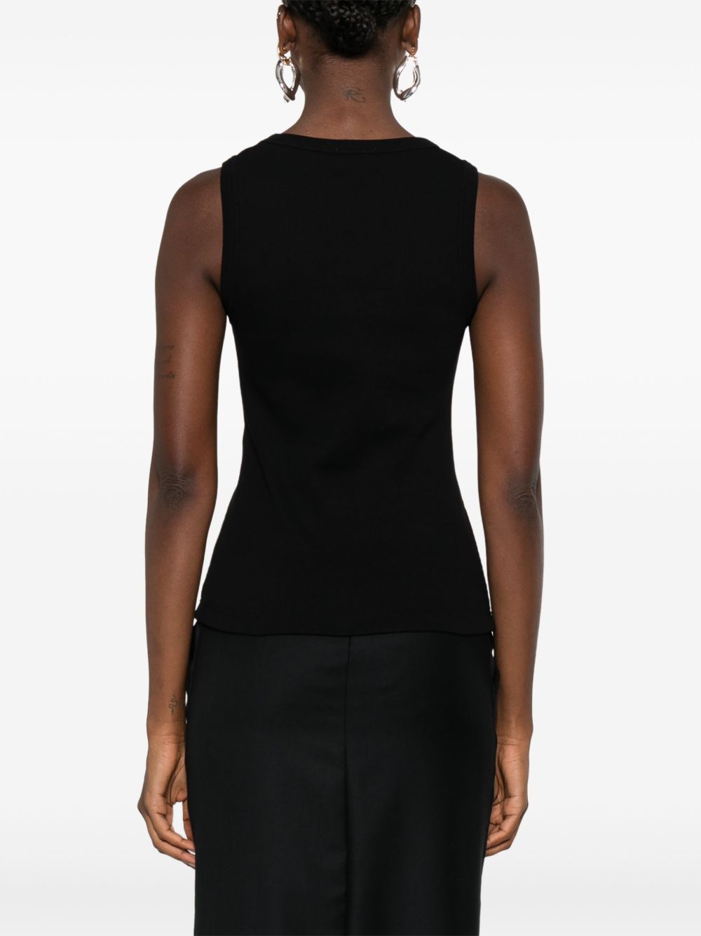 Alexander McQueen Canotta nera con placca logo