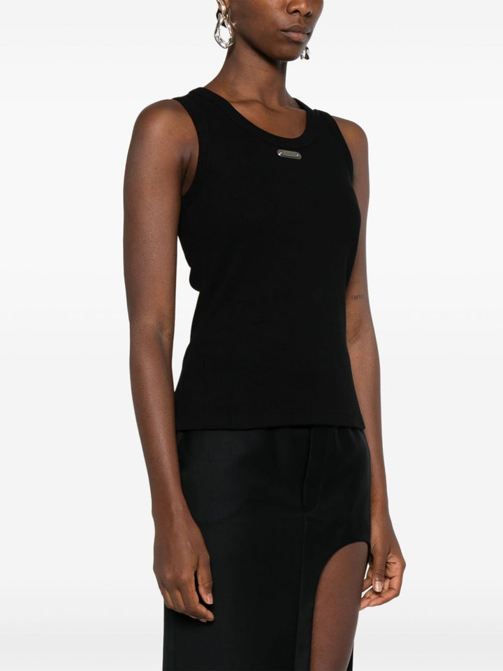 Alexander McQueen Canotta nera con placca logo