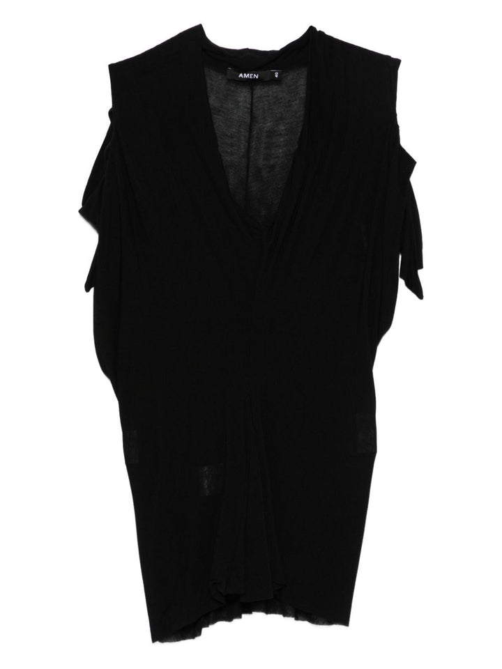 Amen Top nero con scollo a V e spalline scoperte