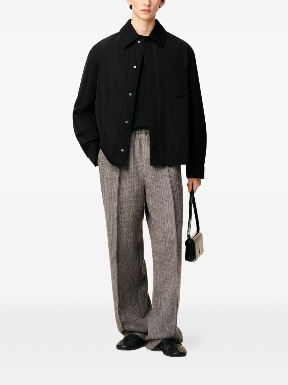 AMI Paris Overshirt imbottita in taffetà nero
