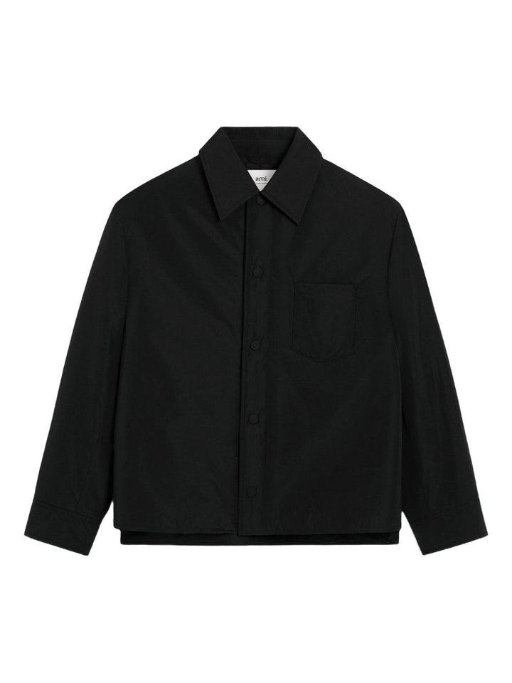 AMI Paris Overshirt imbottita in taffetà nero