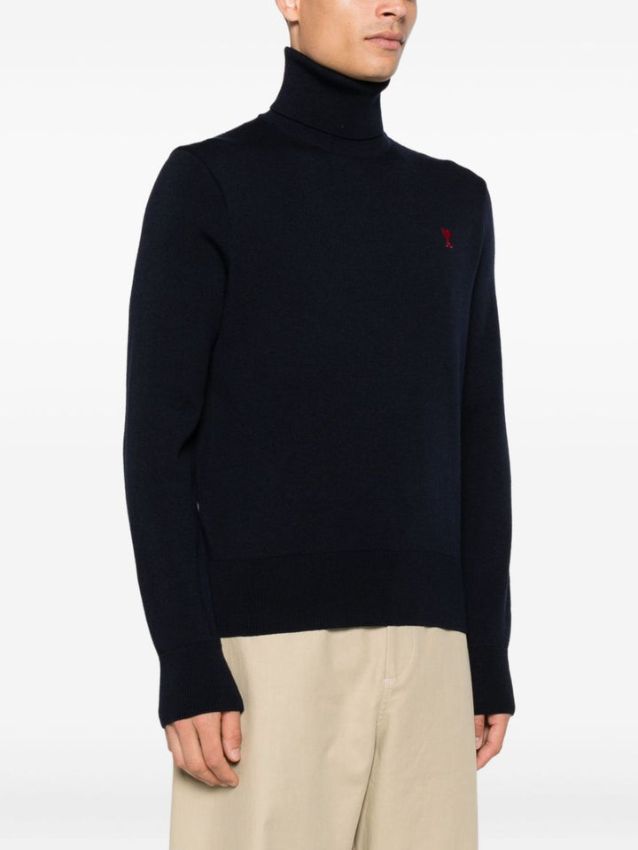 AMI Paris Maglione a collo alto con ricamo a cuore