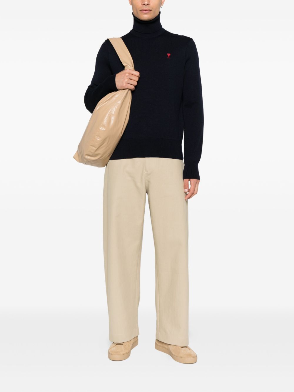 AMI Paris Maglione a collo alto con ricamo a cuore