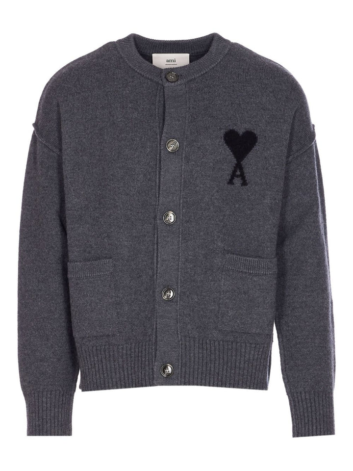 Ami Paris
Cardigan grigio in lana Ami De Coeur