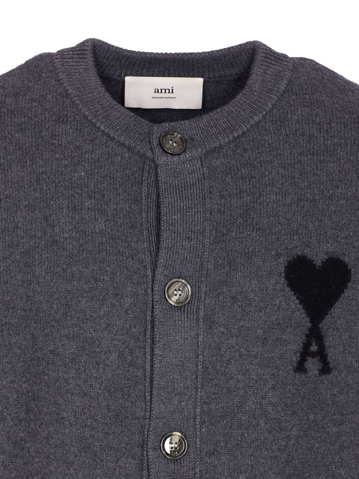 Ami Paris
Cardigan grigio in lana Ami De Coeur