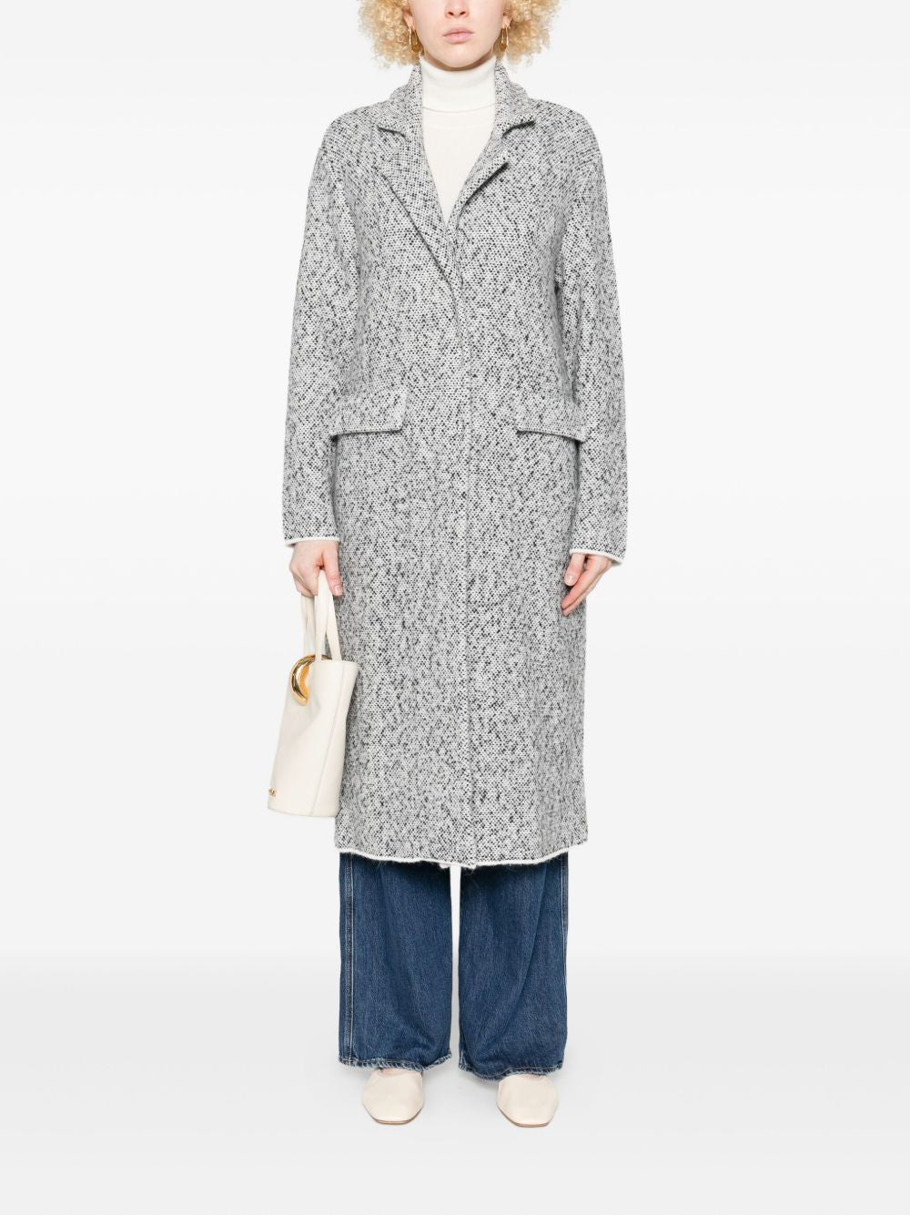 Anneclaire Cappotto in tweed bianco maculato