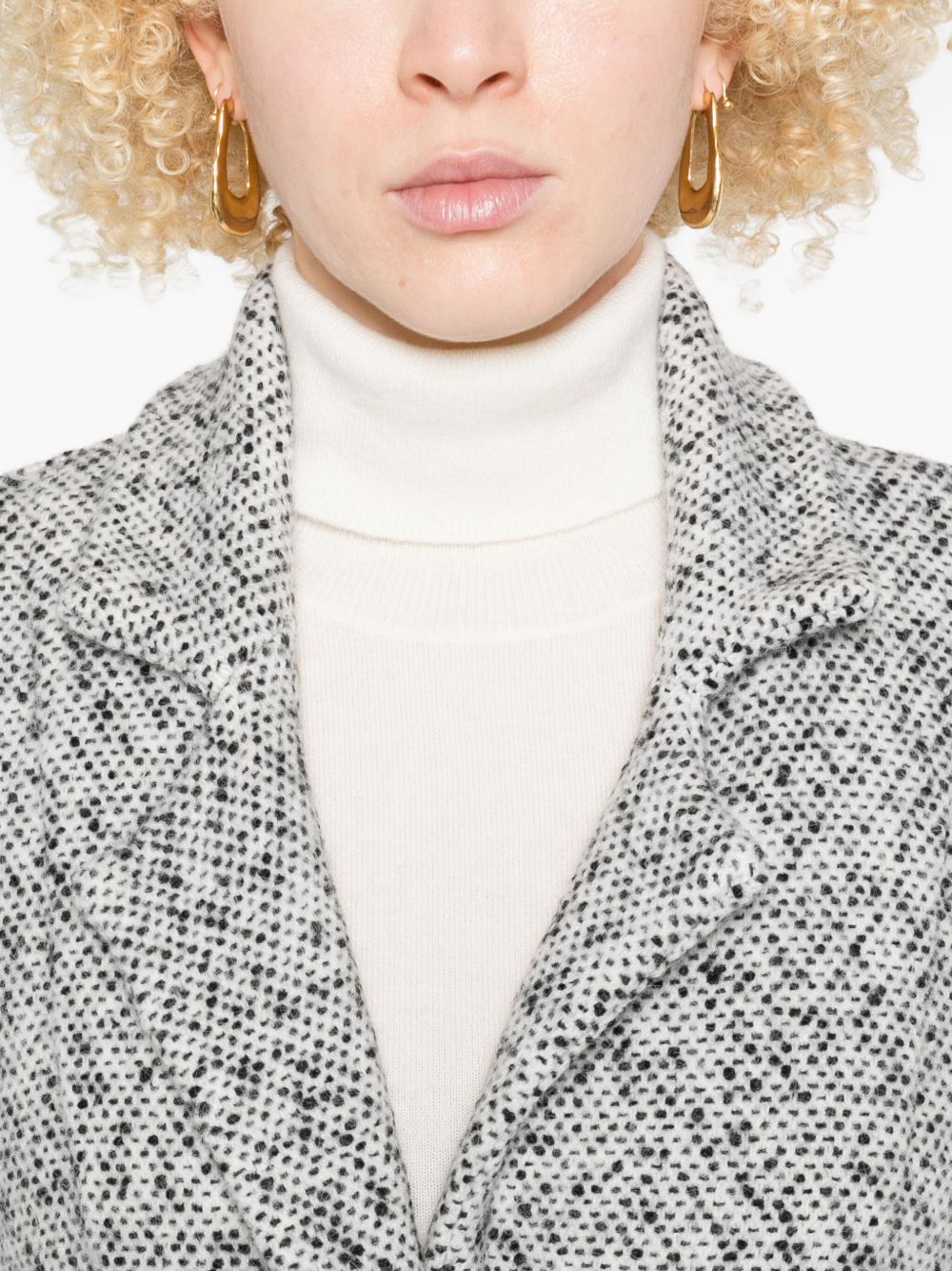 Anneclaire Cappotto in tweed bianco maculato