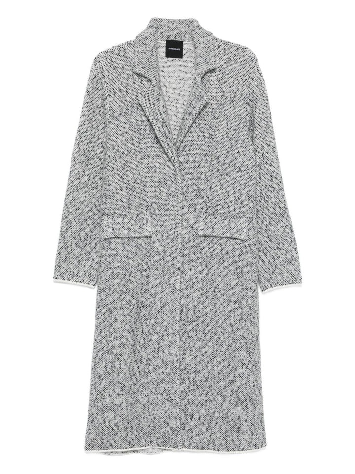 Anneclaire Cappotto in tweed bianco maculato