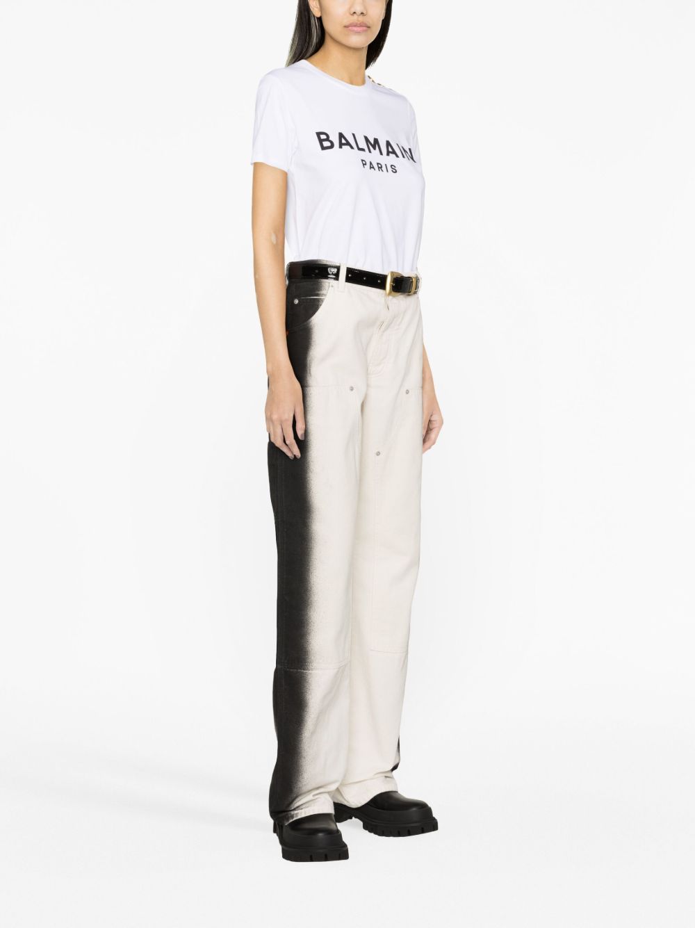 BalmainT-shirt bianca con stampa Balmain Paris
