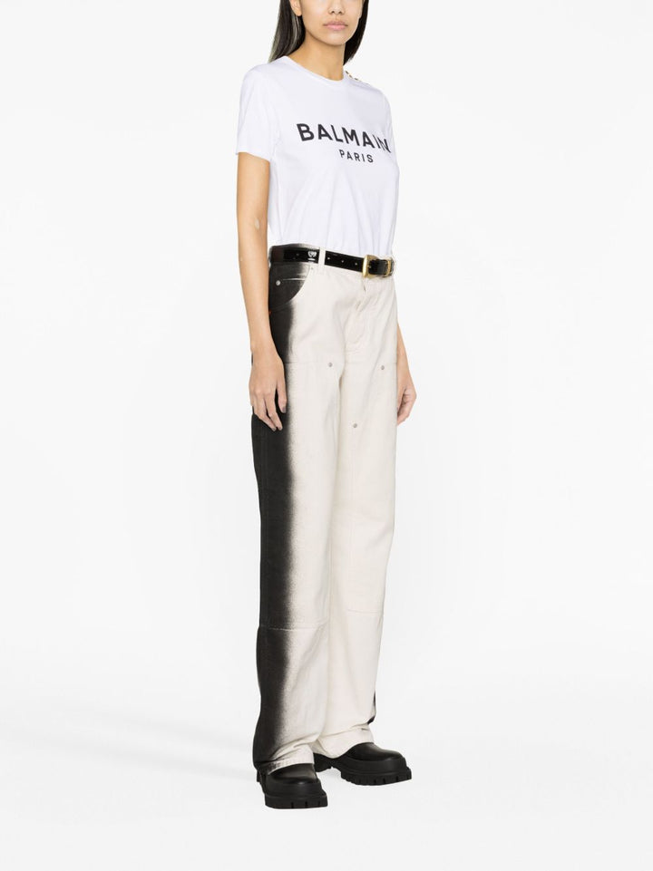 BalmainT-shirt bianca con stampa Balmain Paris
