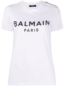 Balmain T-shirt bianca con stampa Balmain Paris