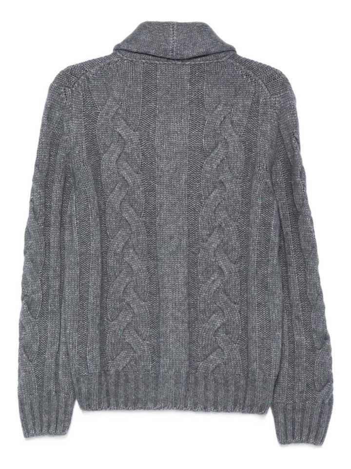Barba Cardigan con collo a scialle in maglia a trecce