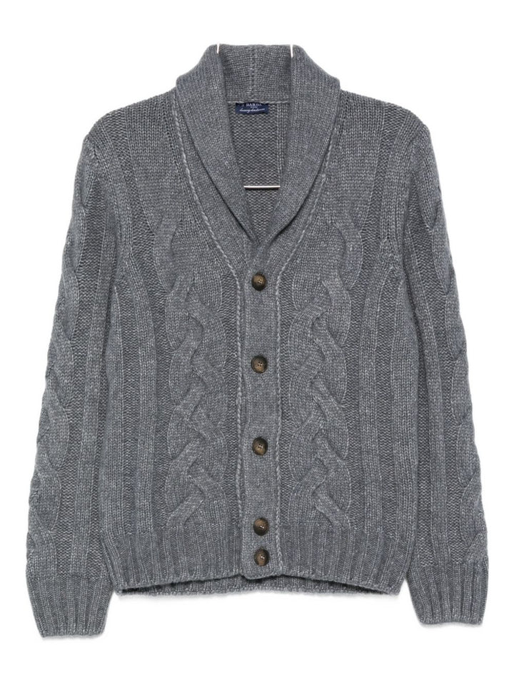 Barba Cardigan con collo a scialle in maglia a trecce