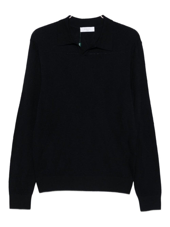 Boglioli T-shirt in lana con collo a polo