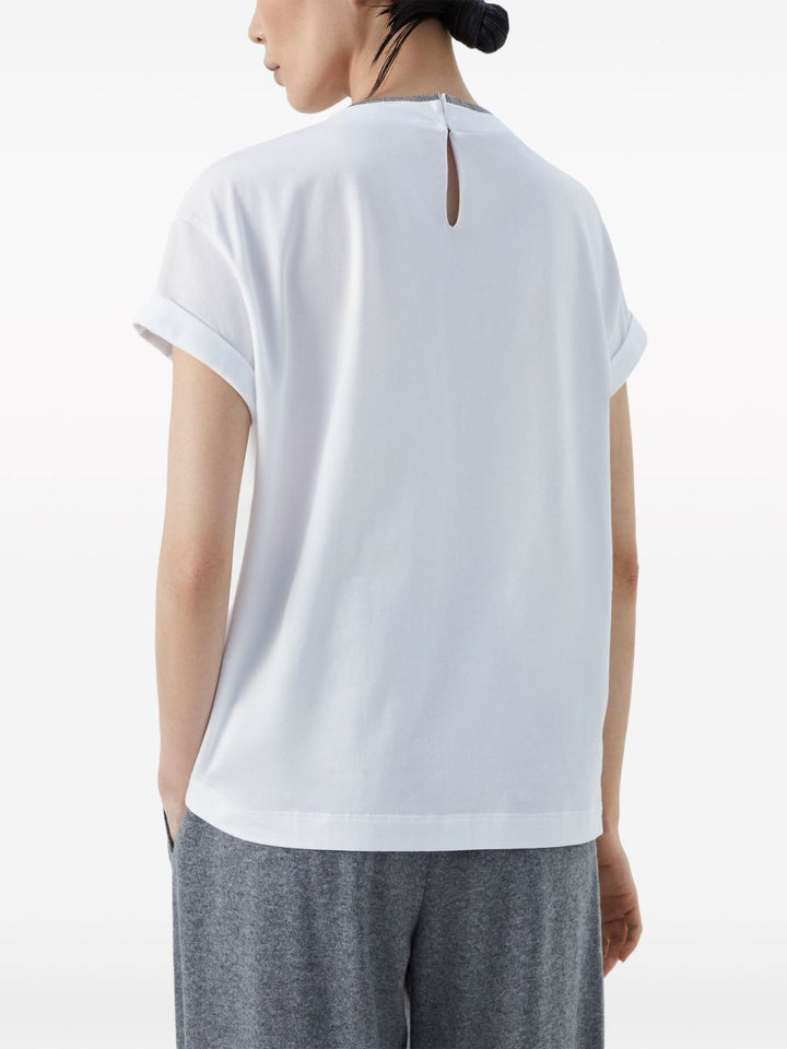 Brunello Cucinelli
T-shirt con orlo a contrasto