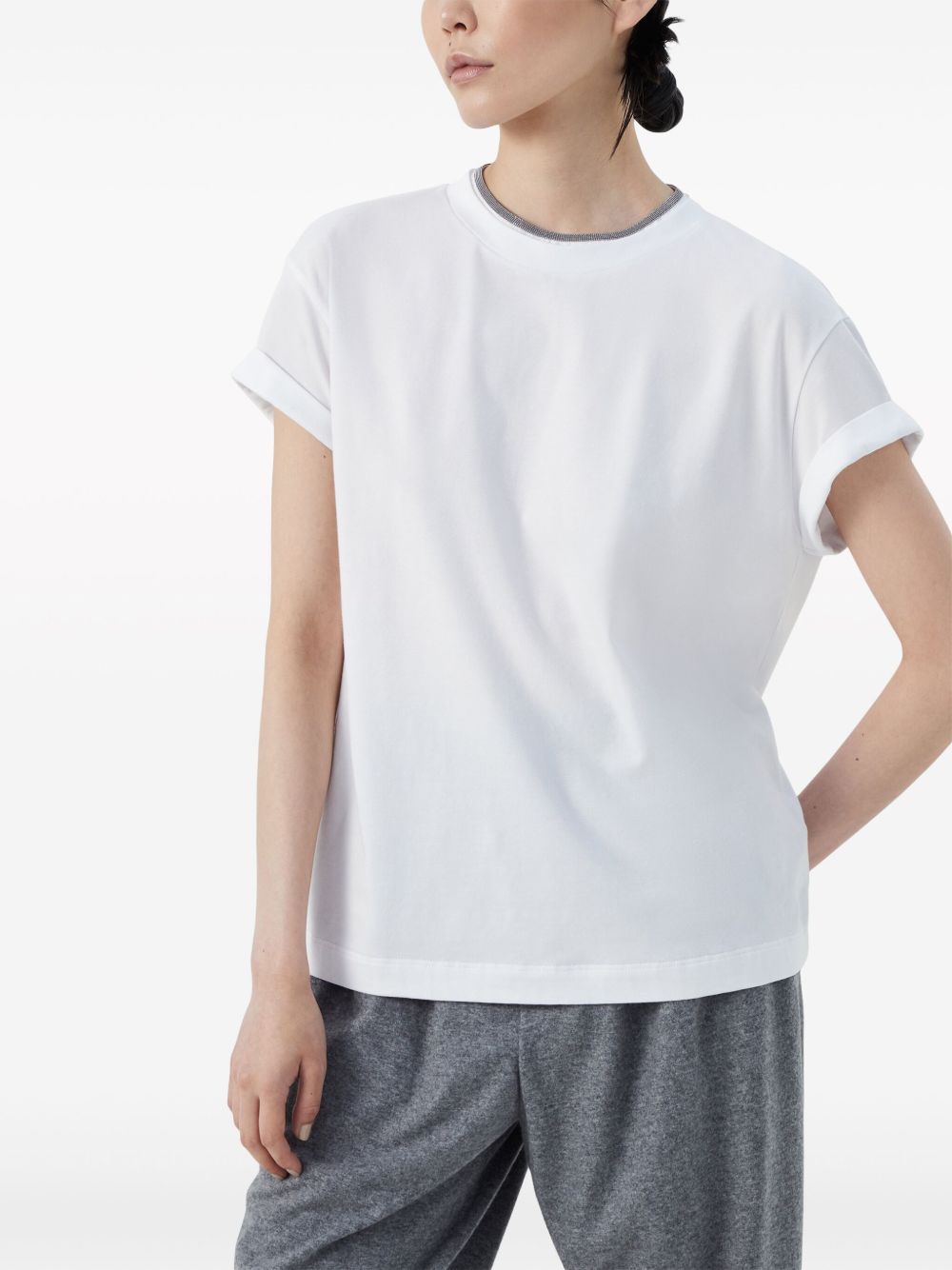 Brunello Cucinelli
T-shirt con orlo a contrasto