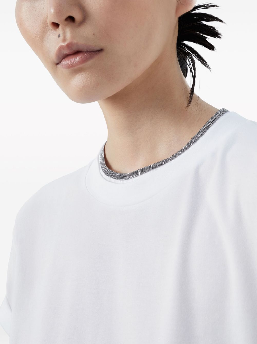 Brunello Cucinelli
T-shirt con orlo a contrasto