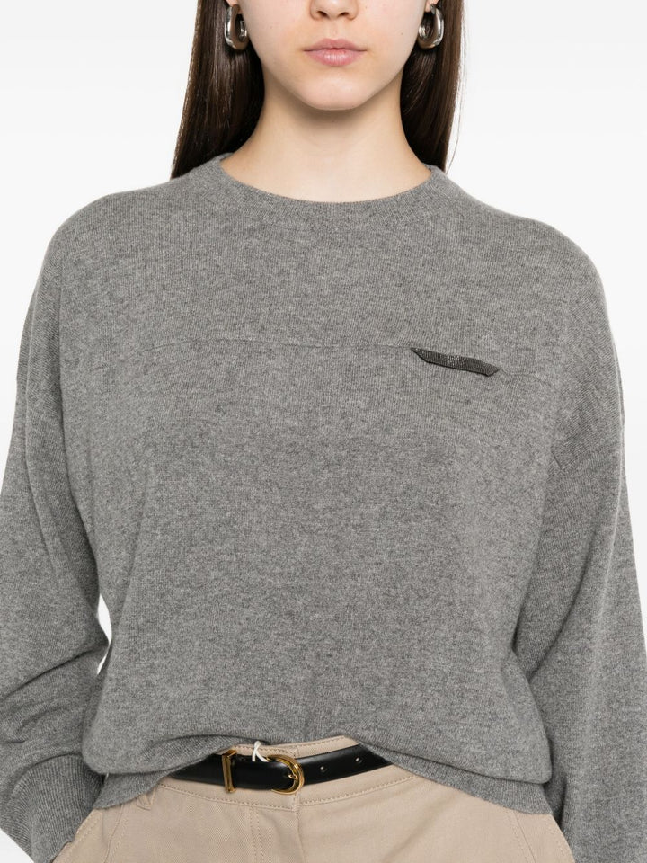 Brunello Cucinelli maglione girocollo con dettagli