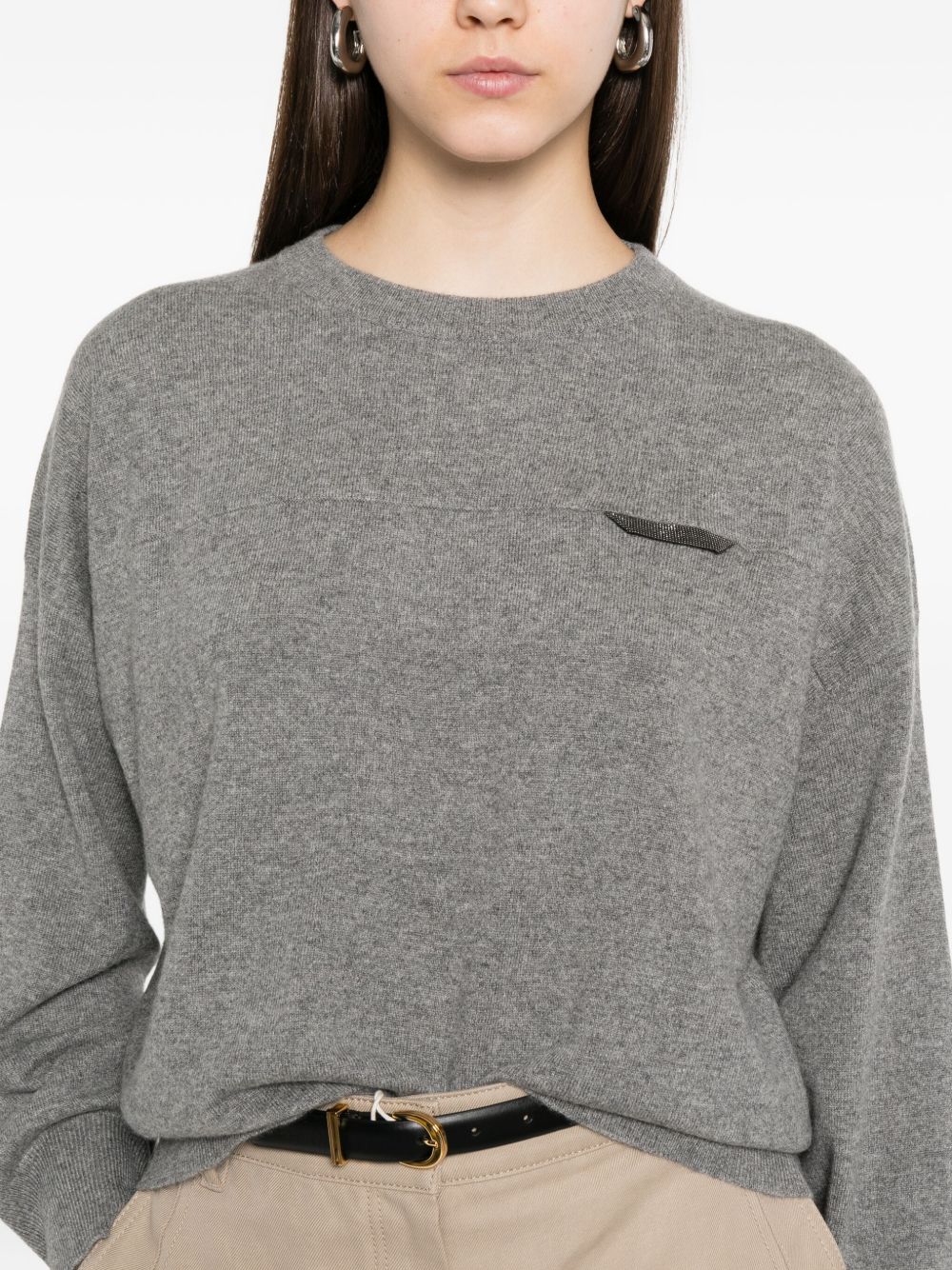 Brunello Cucinelli maglione girocollo con dettagli