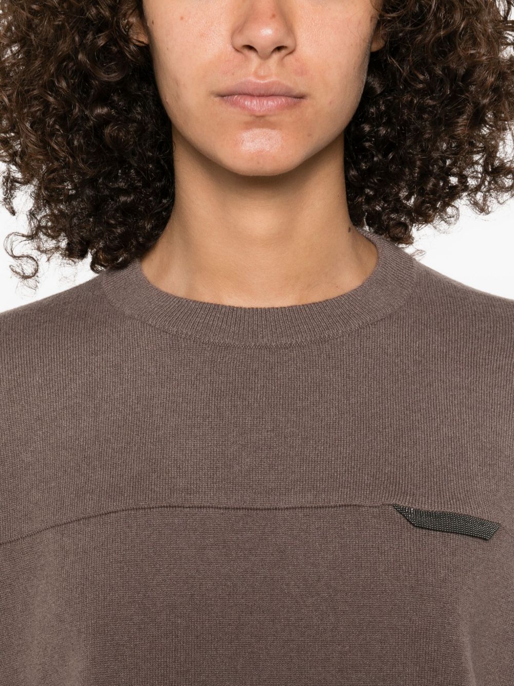 Brunello Cucinelli Maglione girocollo con inserti