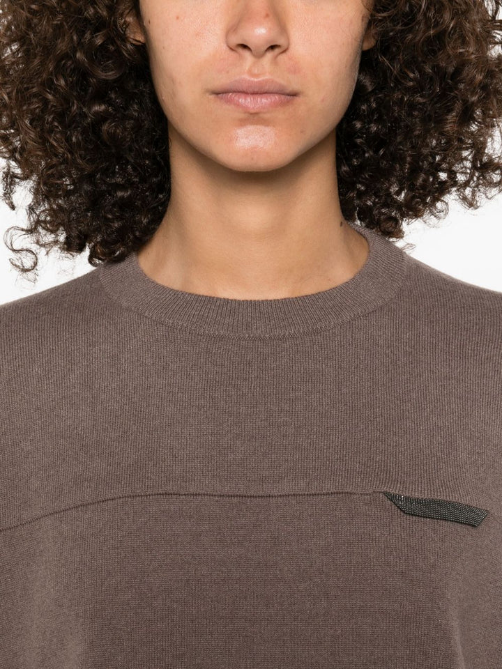 Brunello Cucinelli Maglione girocollo con inserti