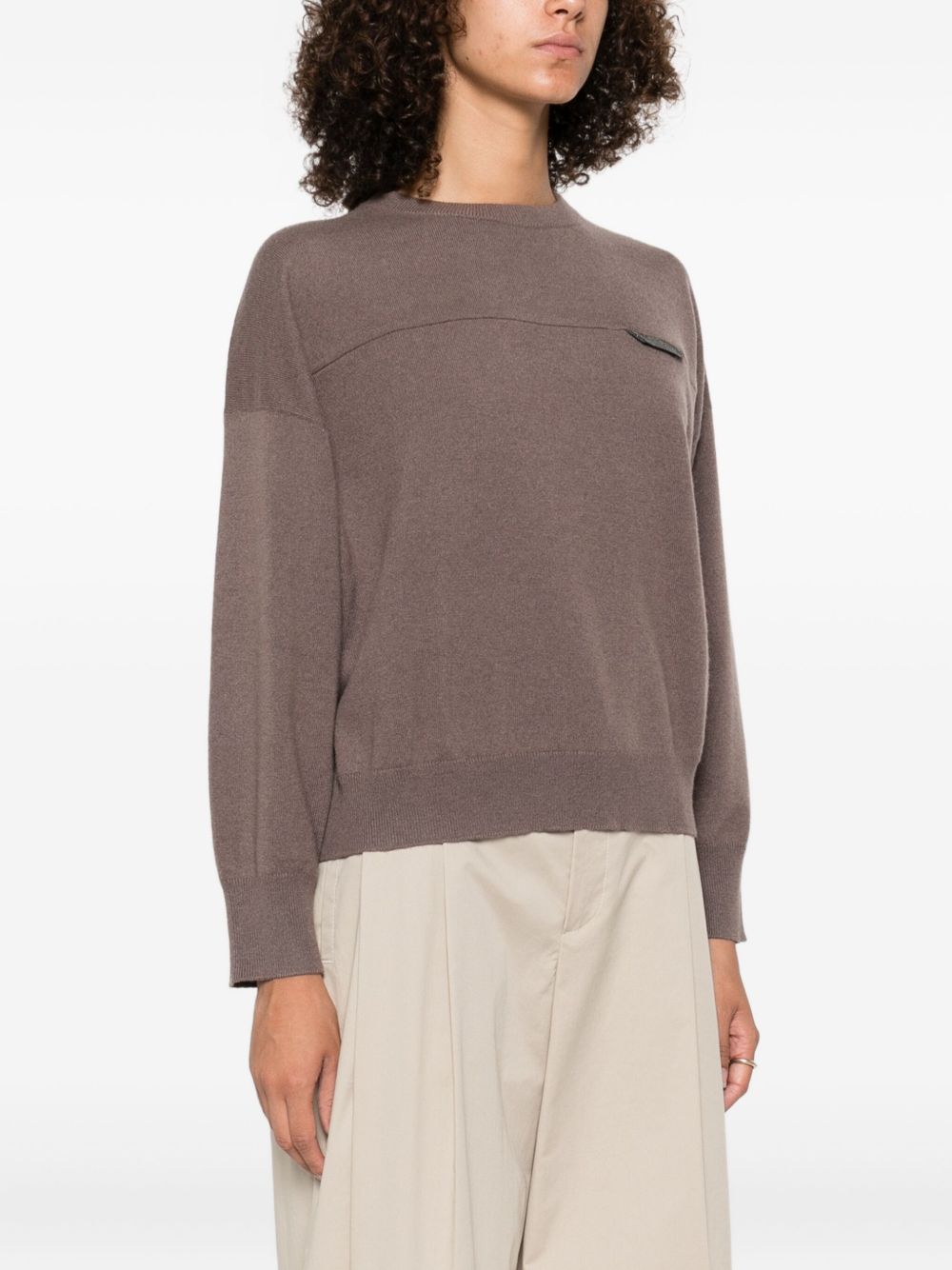 Brunello Cucinelli Maglione girocollo con inserti