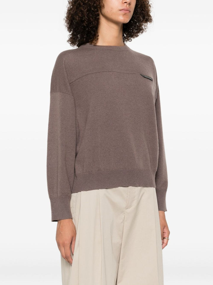 Brunello Cucinelli Maglione girocollo con inserti