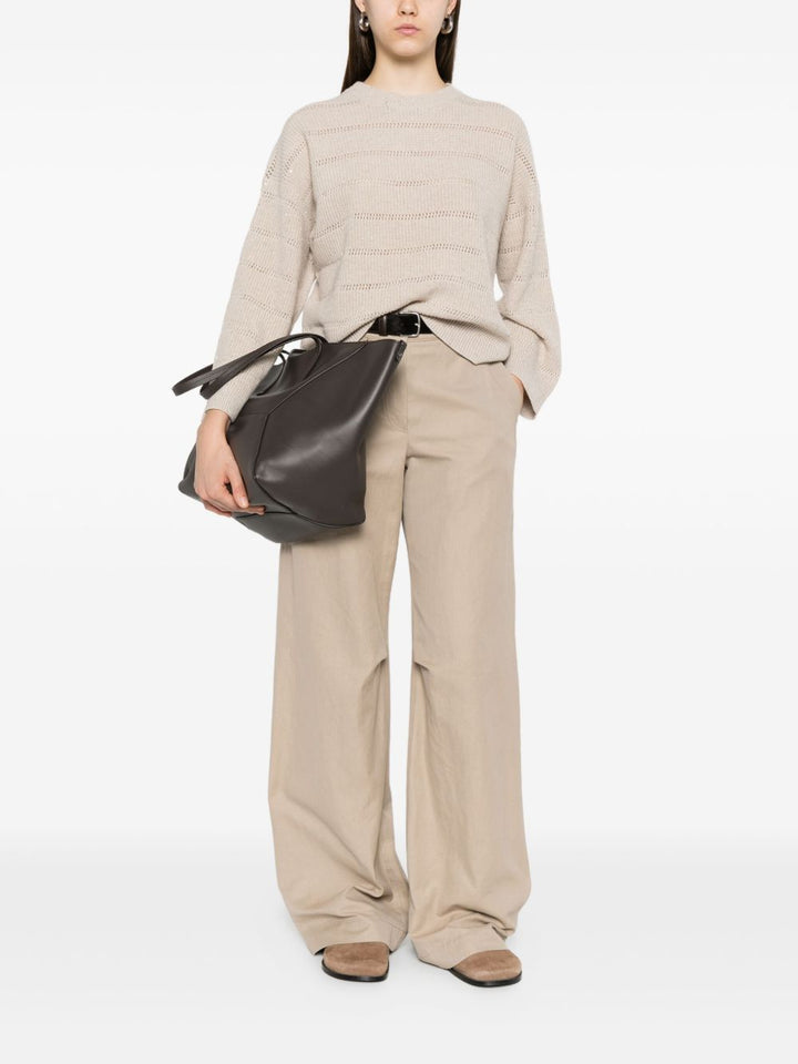 Brunello Cucinelli maglione a righe a maglia aperta