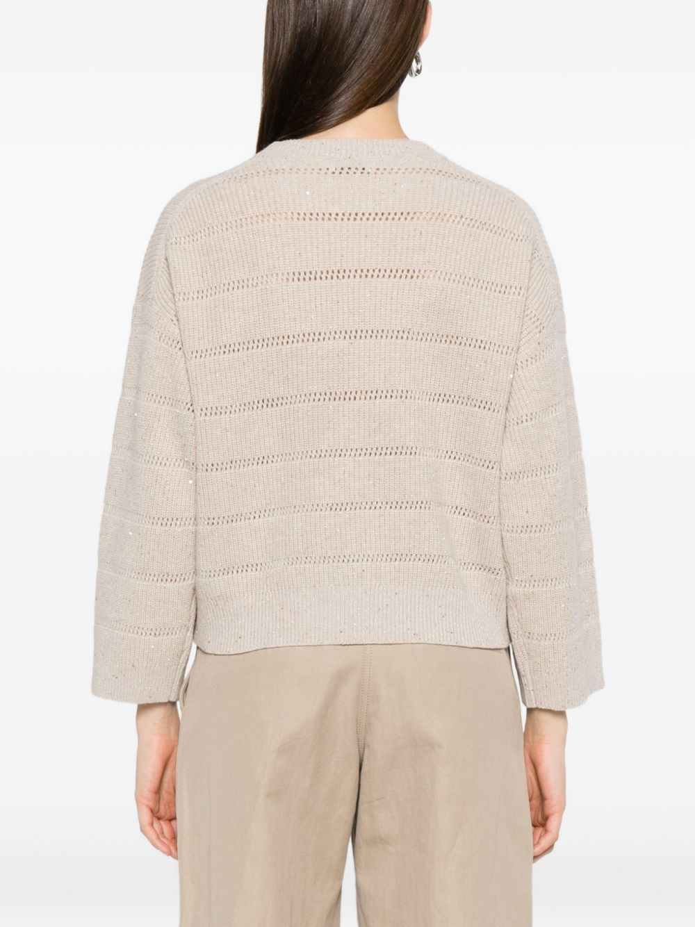 Brunello Cucinelli maglione a righe a maglia aperta