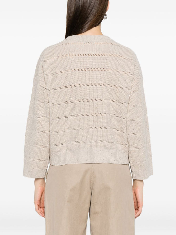 Brunello Cucinelli maglione a righe a maglia aperta