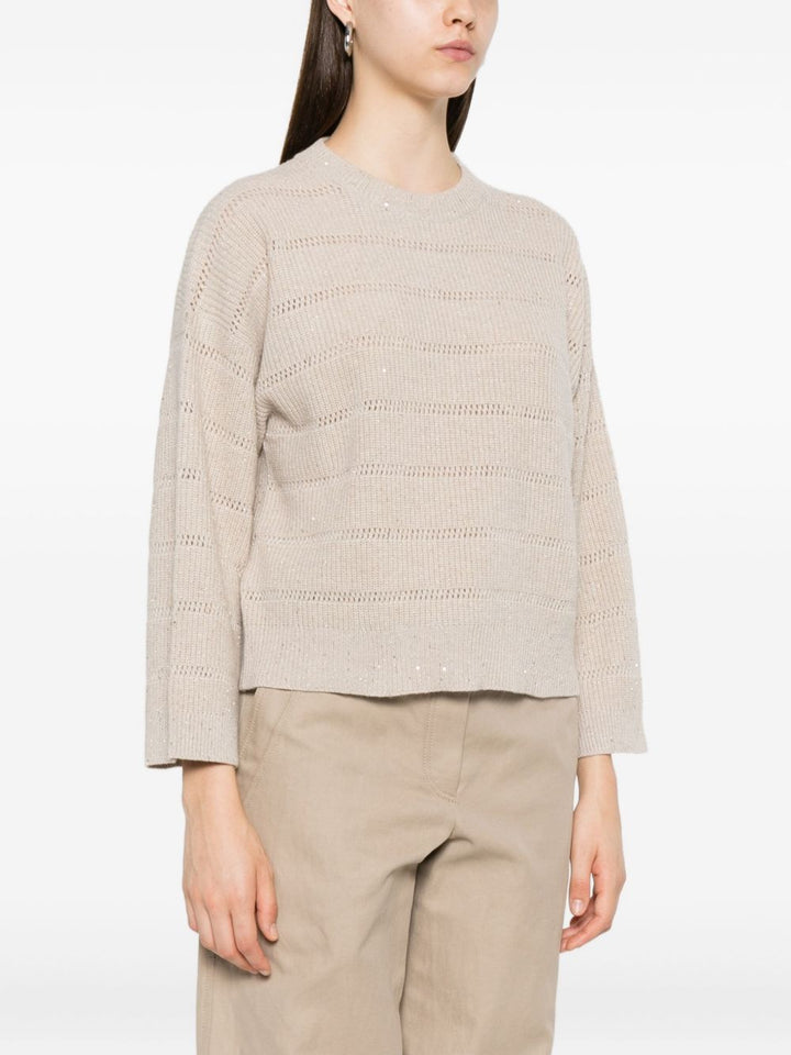 Brunello Cucinelli maglione a righe a maglia aperta