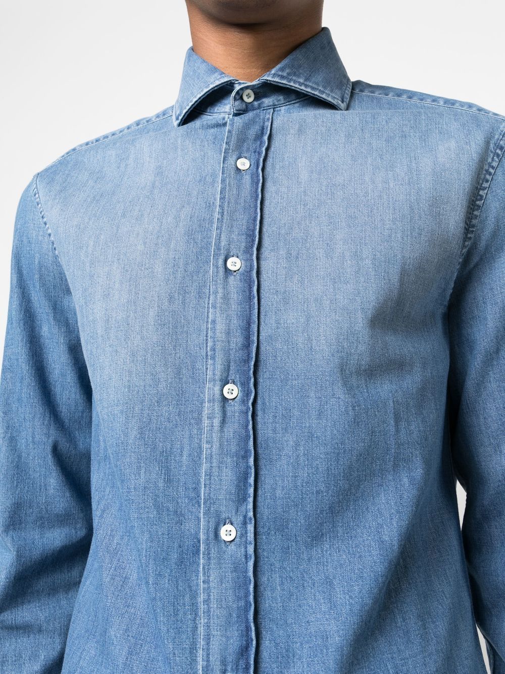 Brunello Cucinelli Camicia in denim di cotone blu