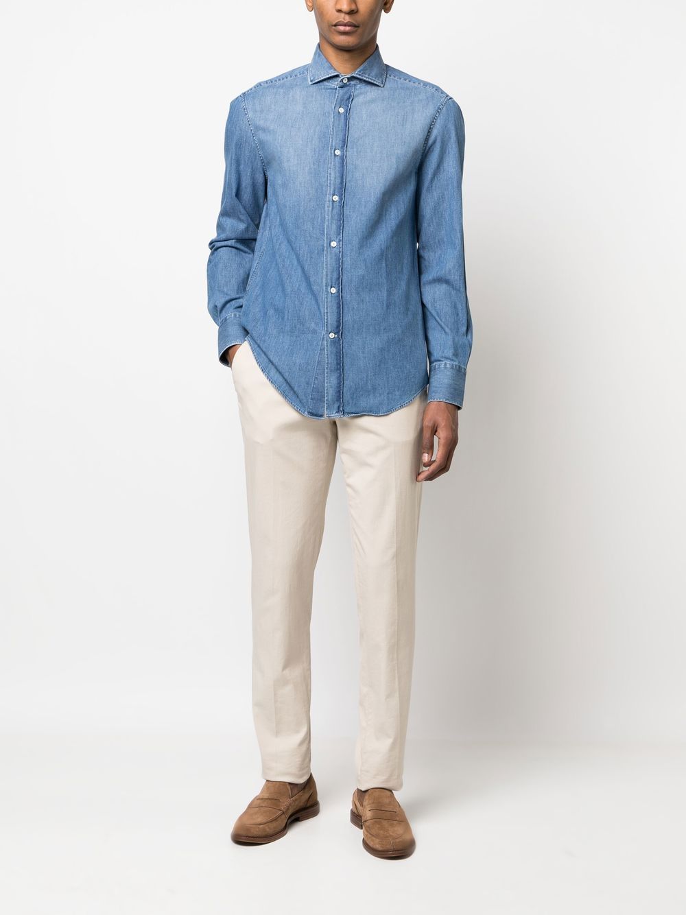 Brunello Cucinelli Camicia in denim di cotone blu