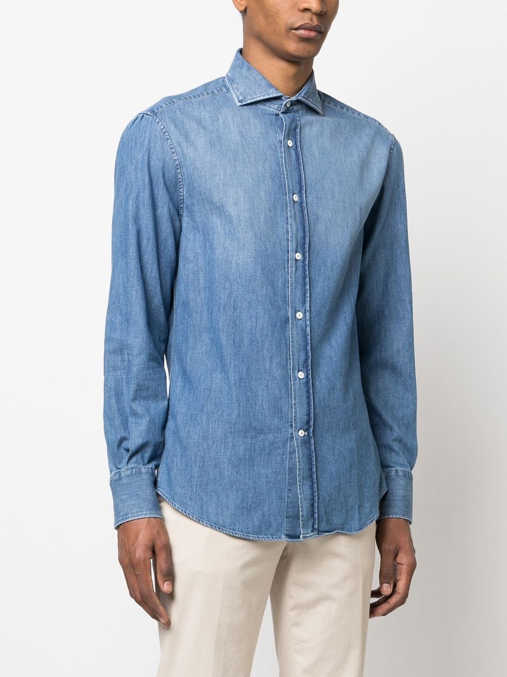 Brunello Cucinelli Camicia in denim di cotone blu