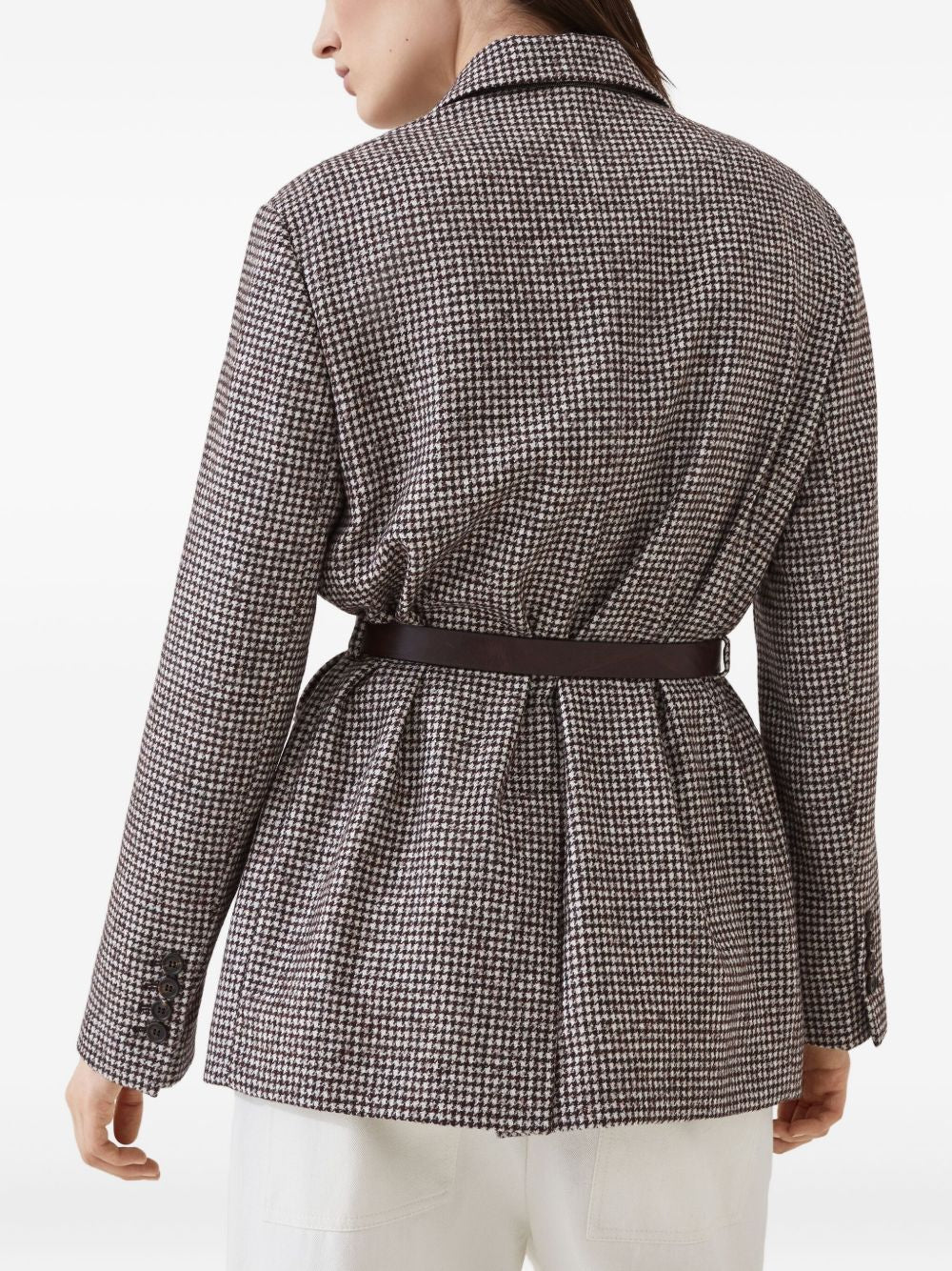 Brunello Cucinelli
Blazer con cintura e motivo pied-de-poule