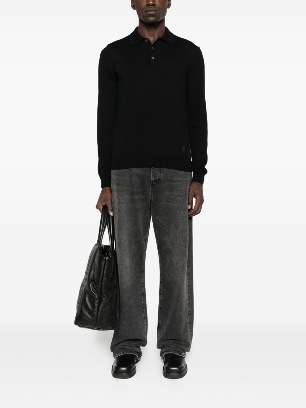 Corneliani Polo nera in lana