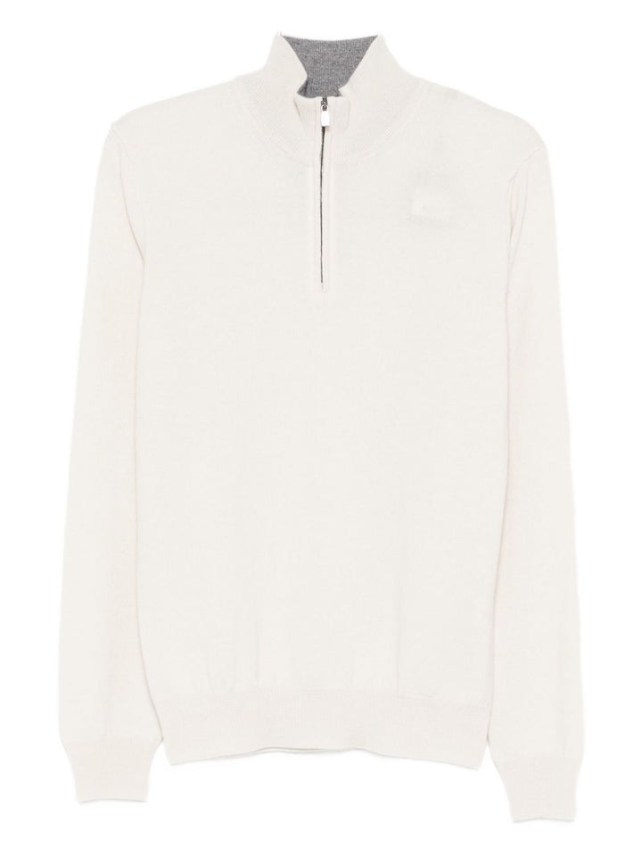 Corneliani
Maglione beige con mezza zip