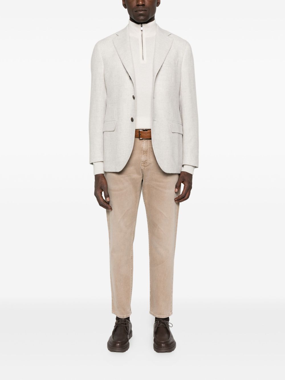 Corneliani
Maglione beige con mezza zip