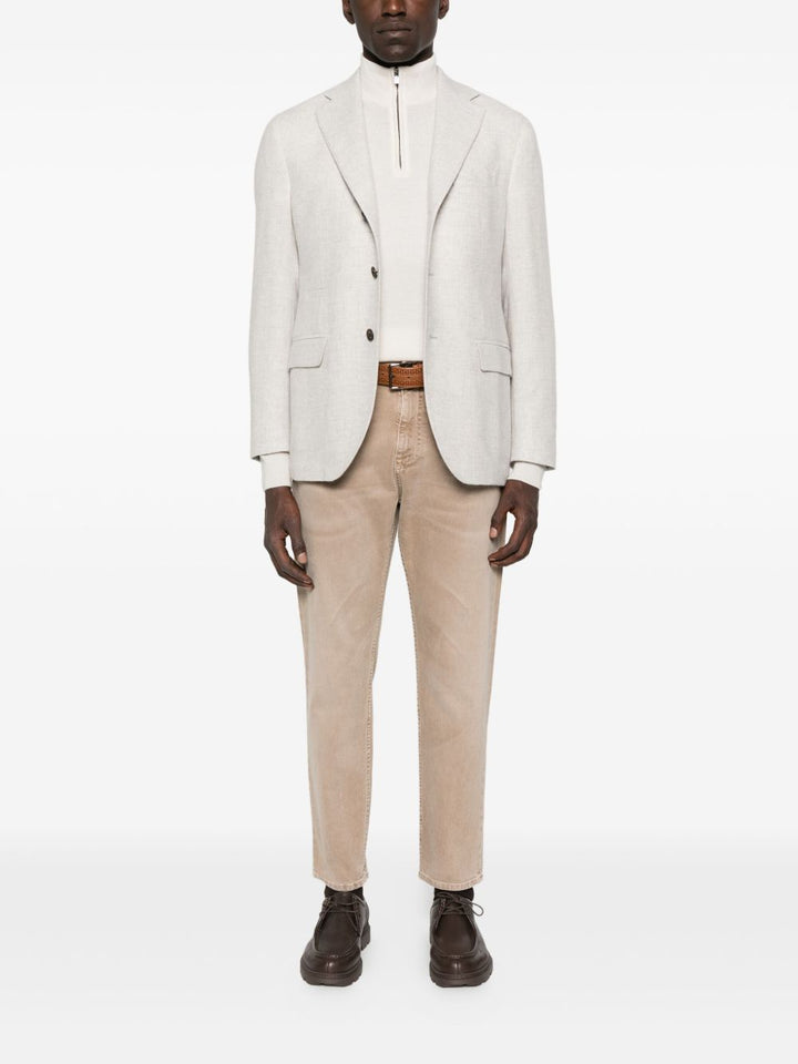 Corneliani
Maglione beige con mezza zip