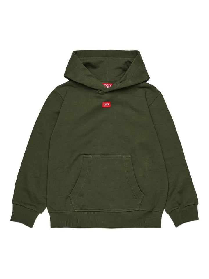 Diesel Kids
Felpa verde con cappuccio e patch con logo