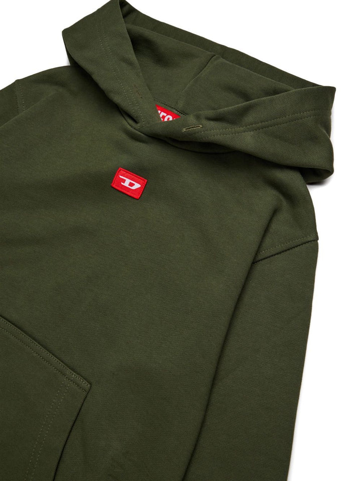 Diesel Kids
Felpa verde con cappuccio e patch con logo