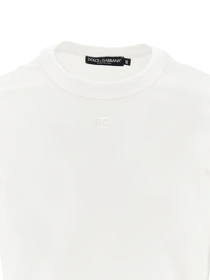 Dolce & Gabbana T-shirt in cotone con logo ricamato