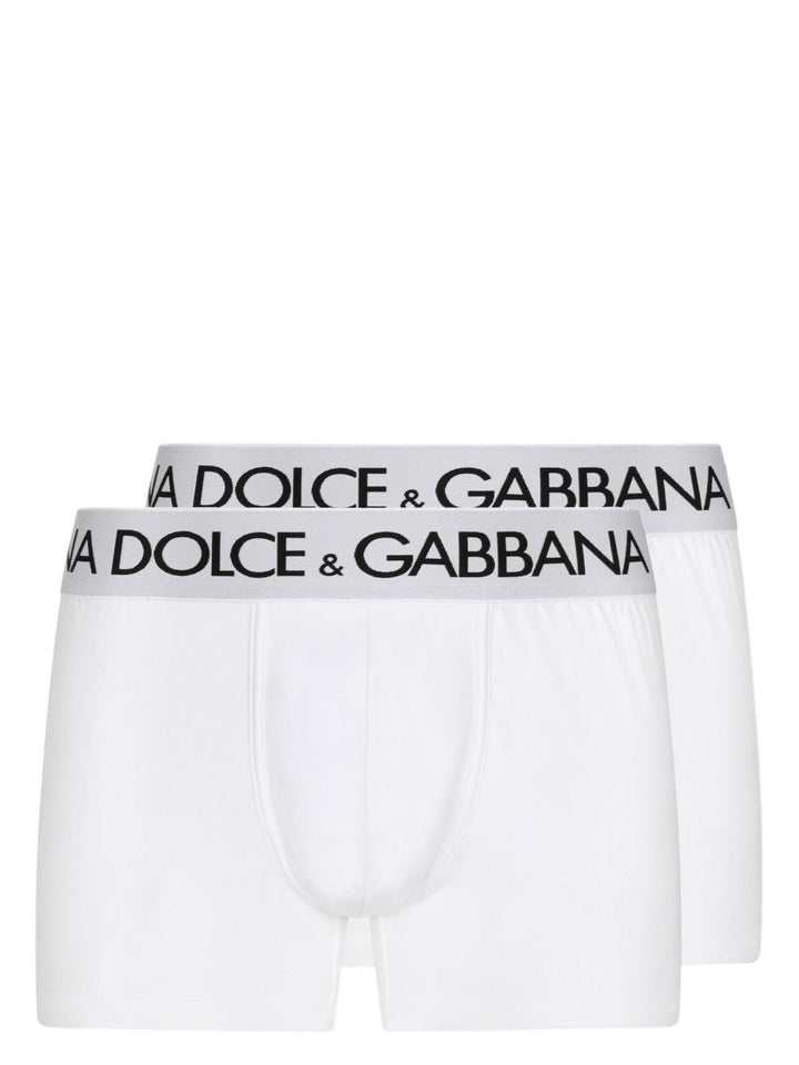 Dolce & Gabbana Set di due boxer intimo elasticizzati in cotone bianco
