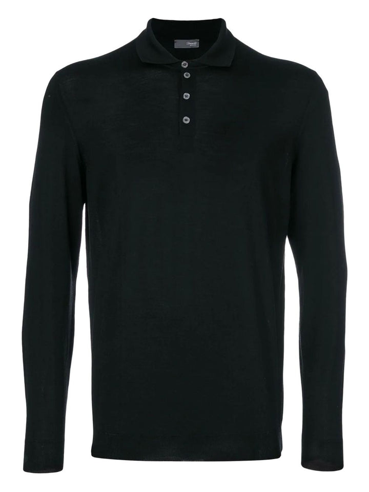Drumohr Polo in lana merino nera