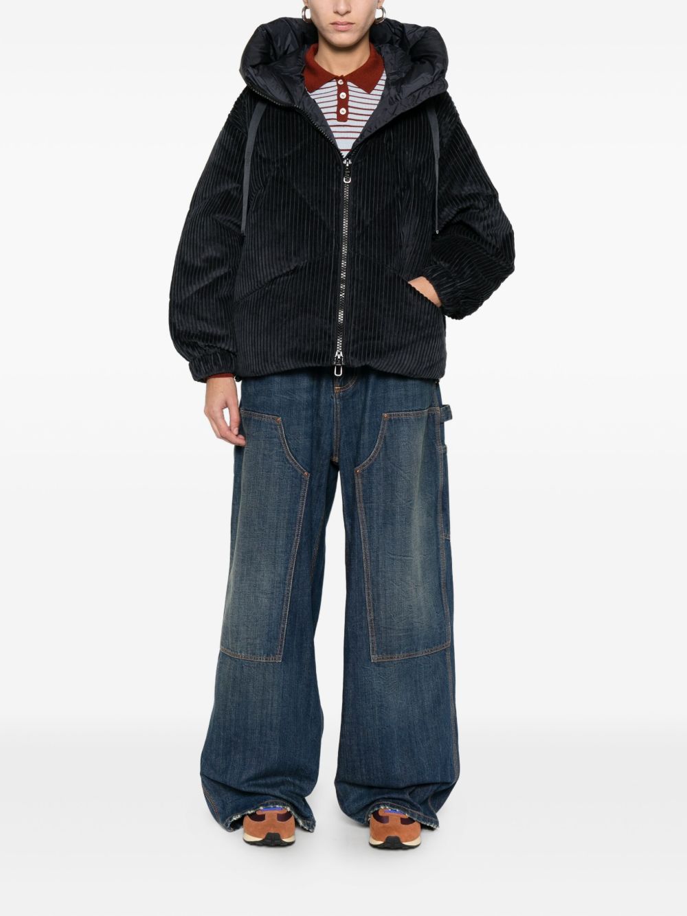 Duno Giacca con cappuccio in velluto a coste