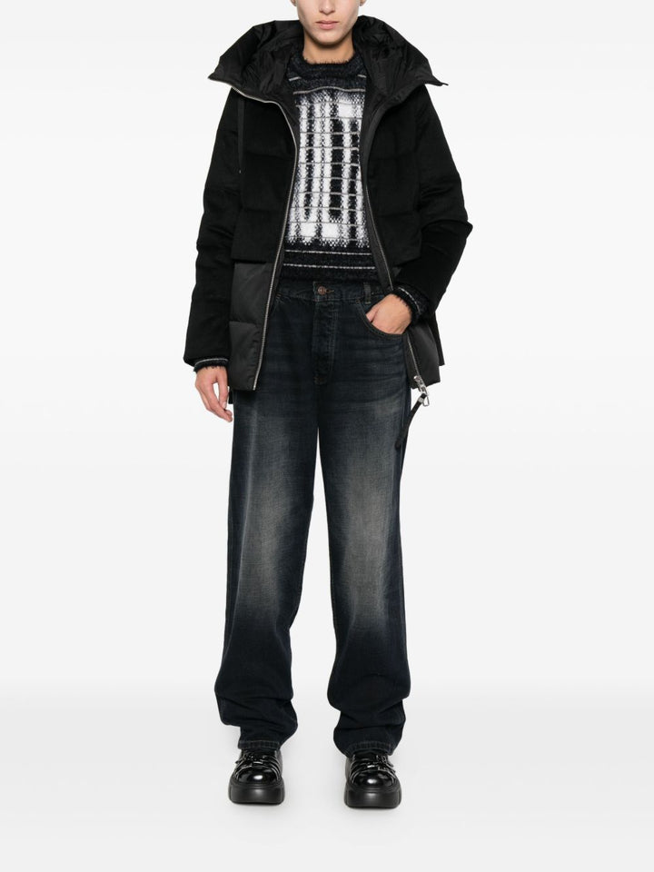 Duno Cappotto nero in piumoino con cappuccio