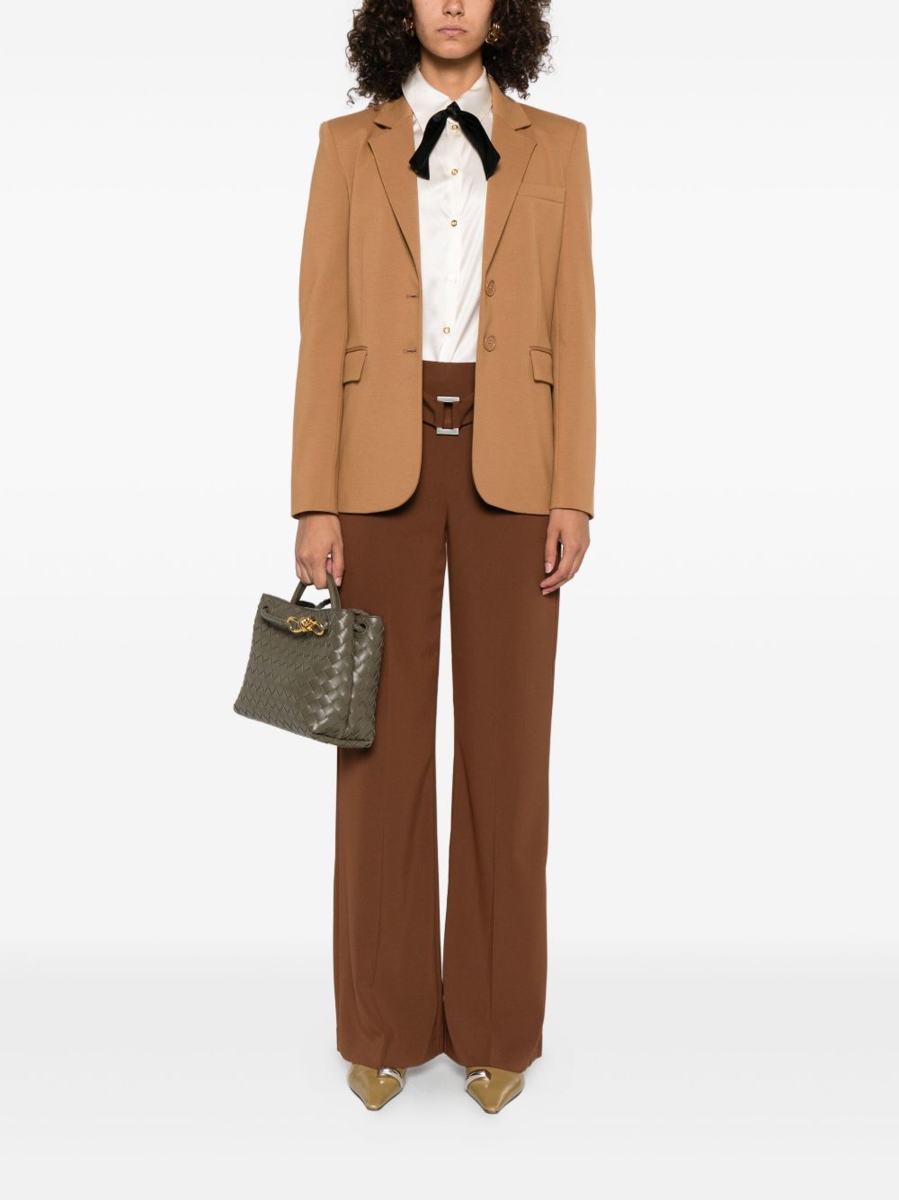 Elisabetta Franchi Camicia in raso beige chiaro