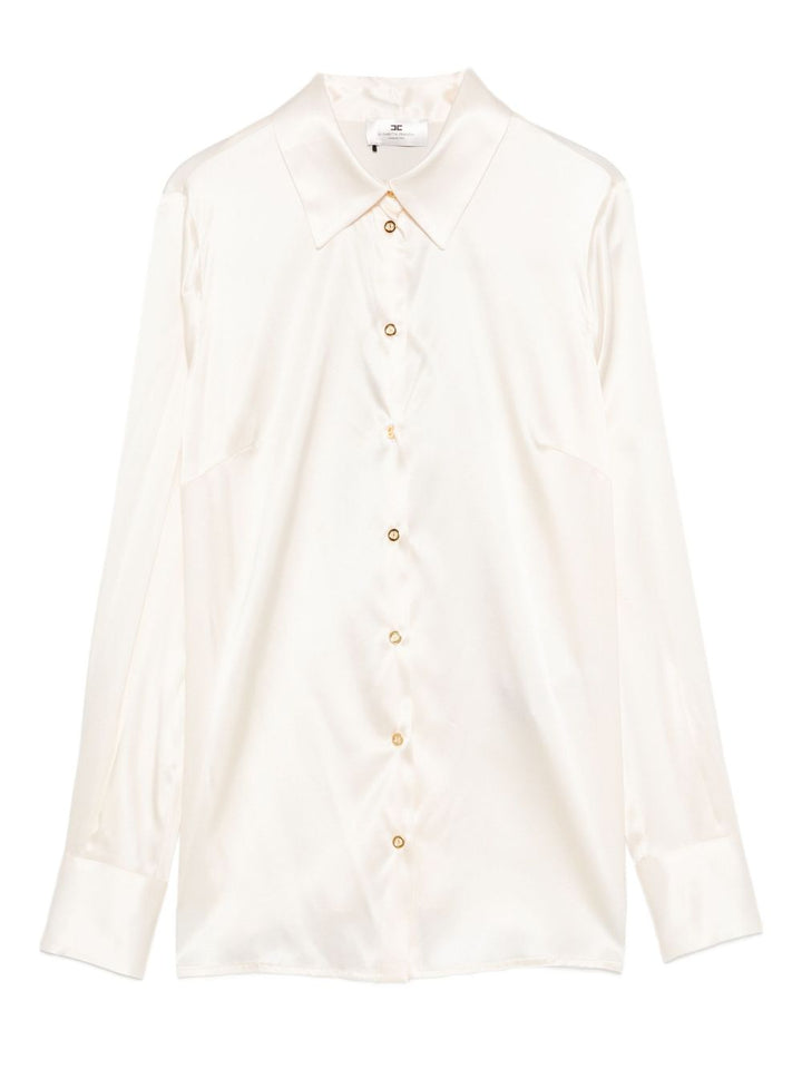Elisabetta Franchi Camicia in raso beige chiaro