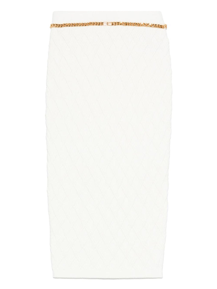 Elisabetta Franchi Gonna bianca in maglia a rombi